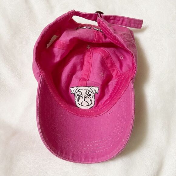 Laced Up Pug Dog Charlie Pink Adjustable Baseball Hat - Picture 4 of 4